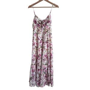NSR Cloral Floral Front Cutout Midi Dress Size Medium